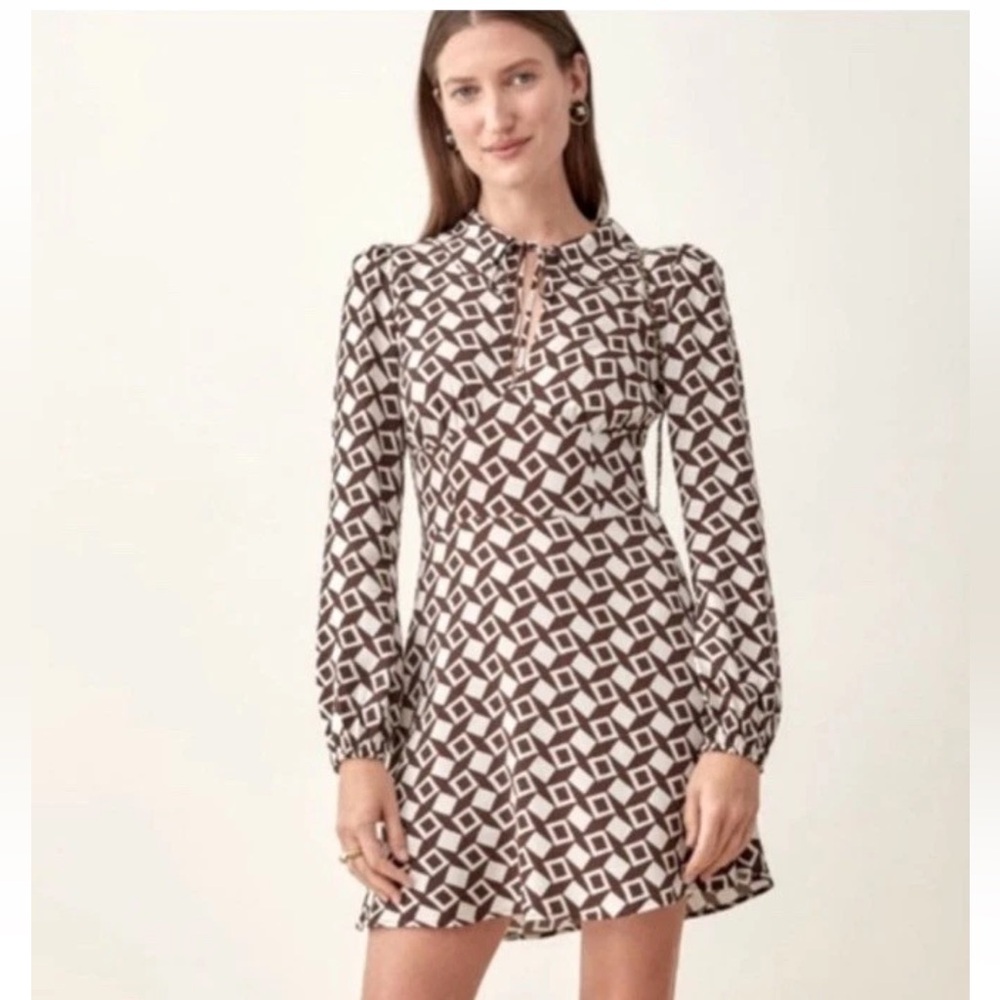 Reformation brown geometric mini Dress size medium